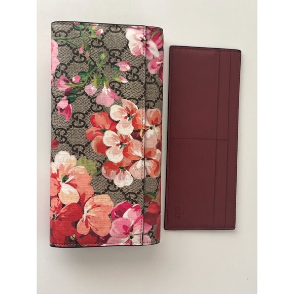 Gucci GG Supreme Monogram Blooms Continental Wallet & Card Case Antique Rose - Picture 3 of 10